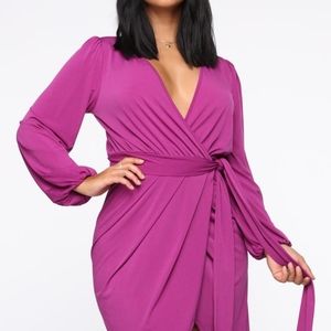 Plus size magenta  wrap dress